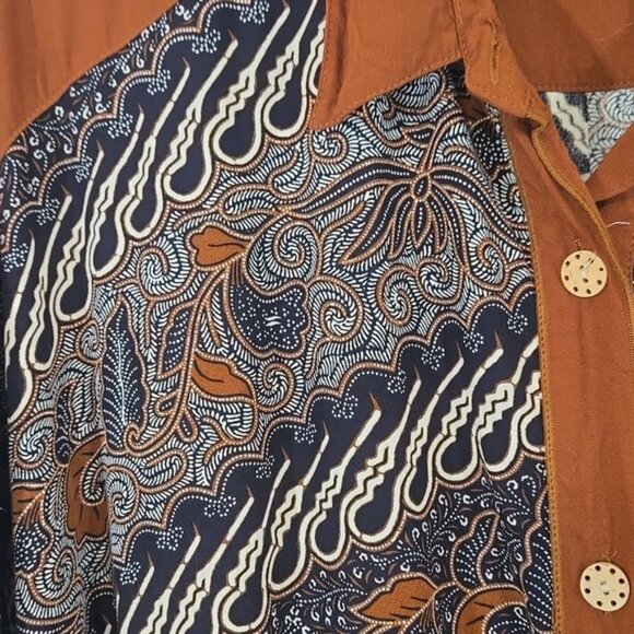 Vintage We Be Bop Brown/Black/Cream Beaded Floral Tribal Tunic/Dress, size 3X - Picture 5 of 12